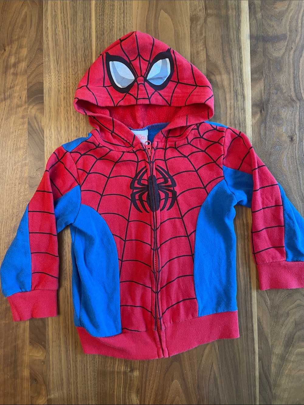 Spiderman Red and Blue Kids Zip-Up Hoodie with Web Eyes